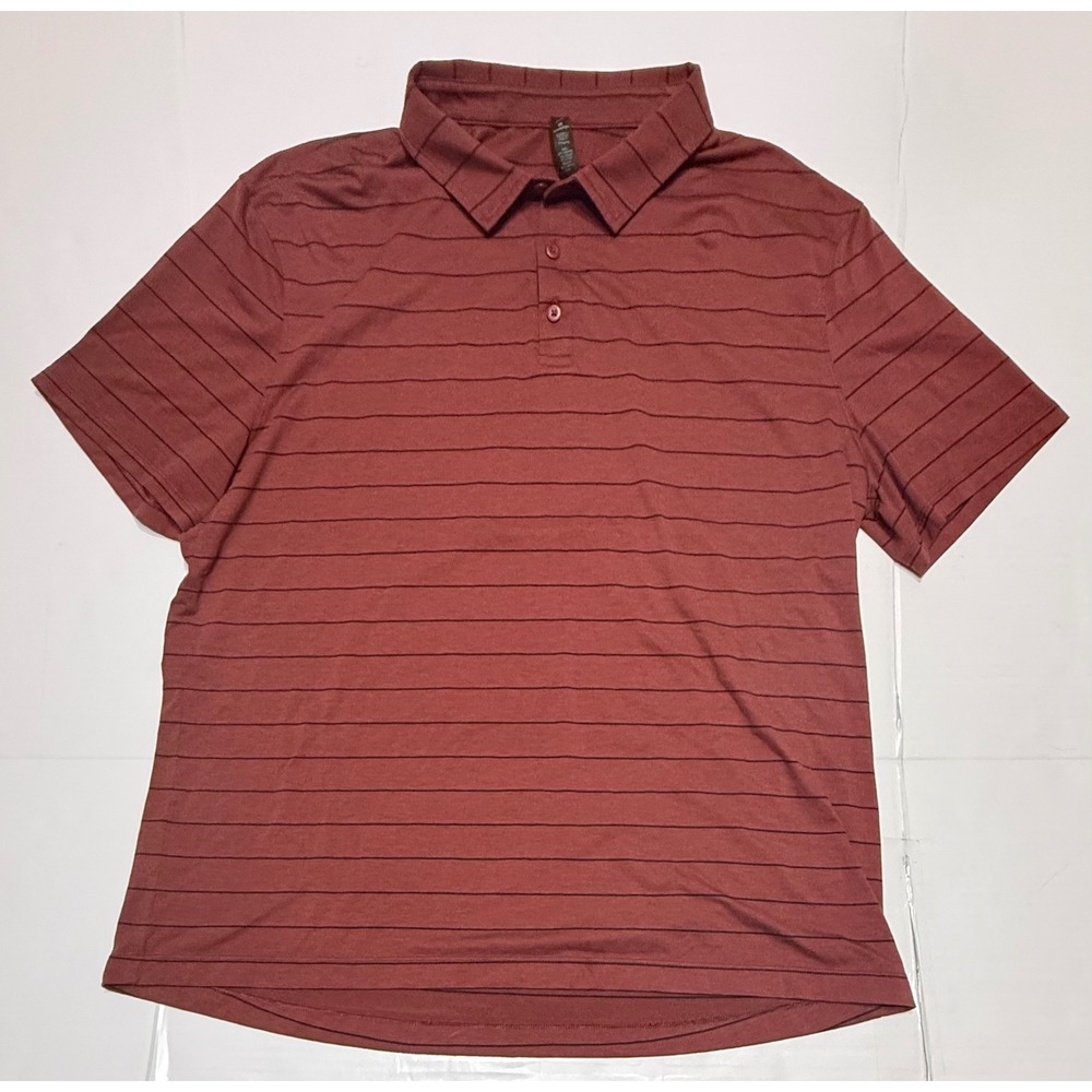 Lululemon Mens XXL Evolution Polo Shirt Burgundy Striped Short Sleeve Golf Top